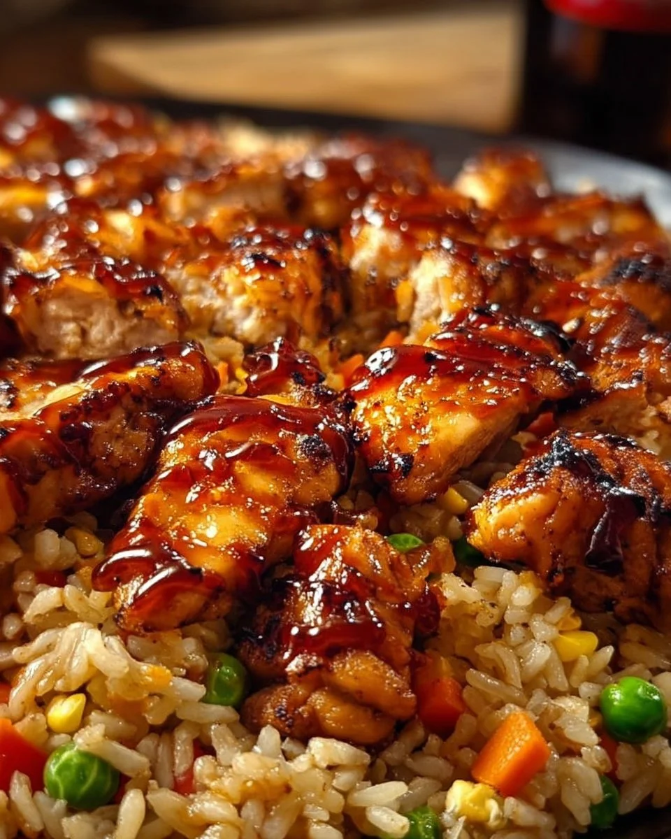 Ein-Pfannen-Bold-Honig-BBQ-Hähnchen-Reis