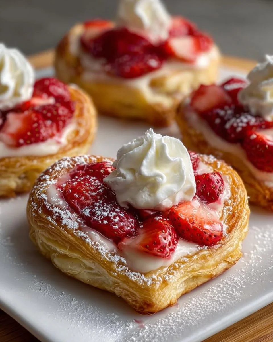 Erdbeer-Frischkäse-Herz-Danishes