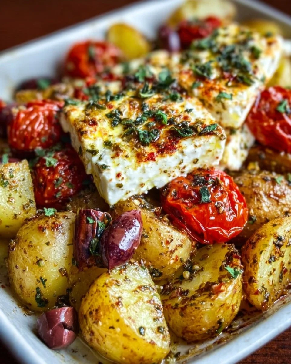 Gebratene Feta-Kartoffeln (Einfaches mediterranes Ein-Pfannen-Rezept)