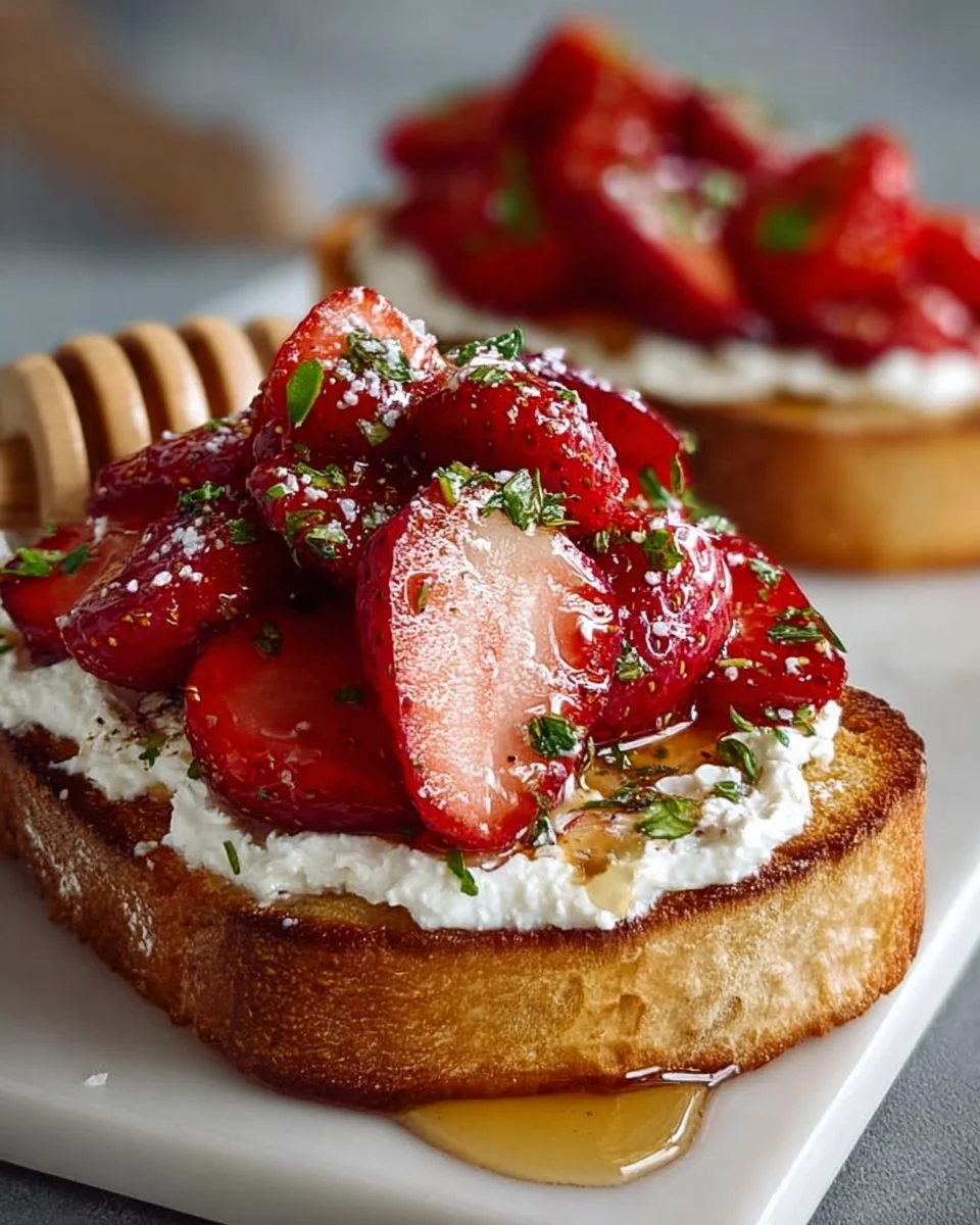 Geröstete Erdbeer-Whipped Ricotta-Toast