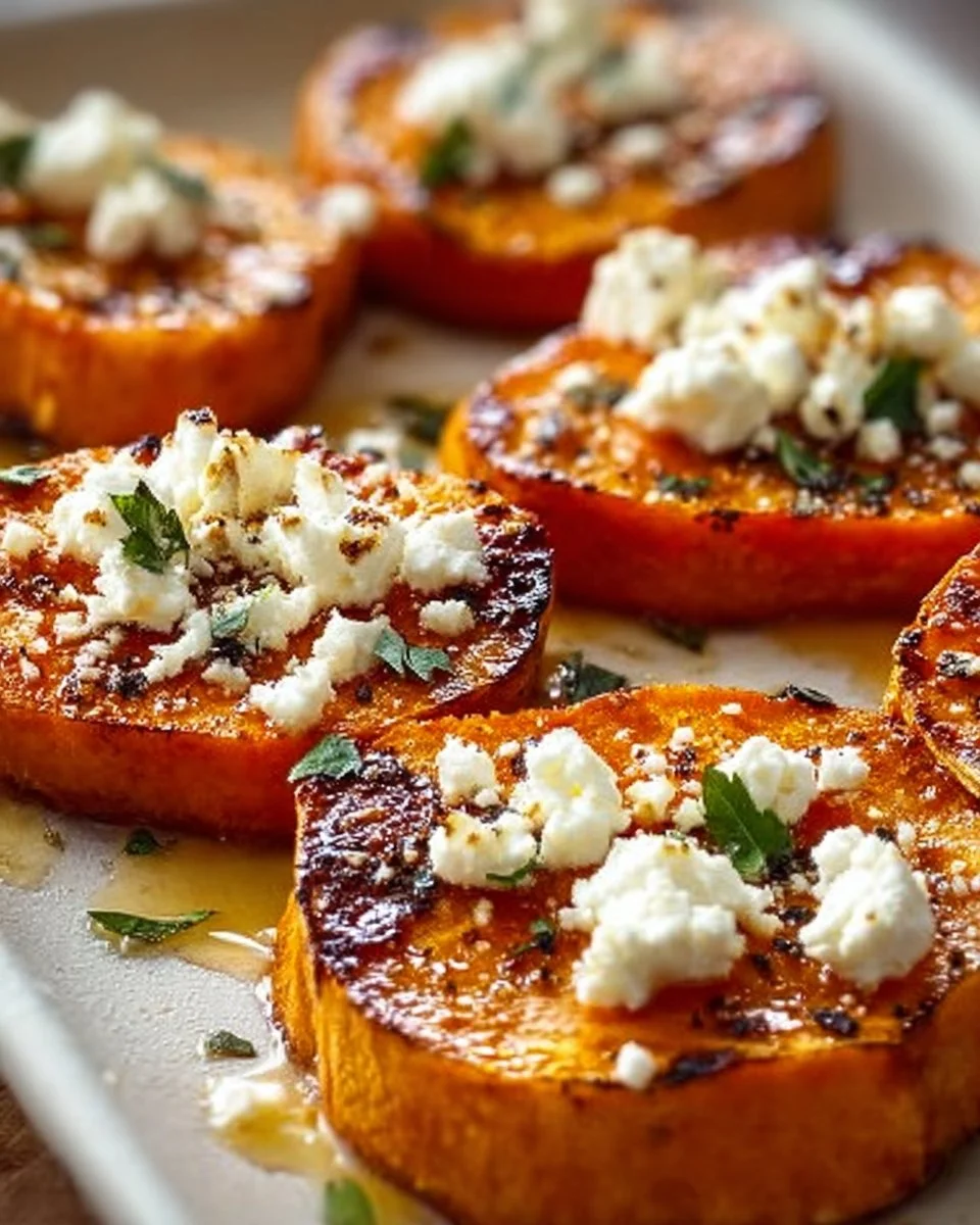 Geröstete Süßkartoffelrunden mit Honig und Feta-Genuss
