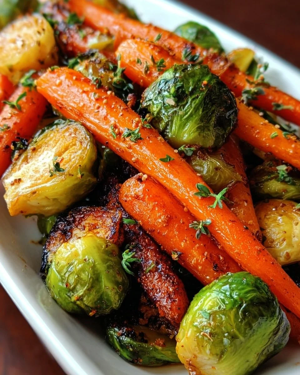 Knusprige mit Ahornsirup glasierte Möhren und Rosenkohl – Alrightwithme