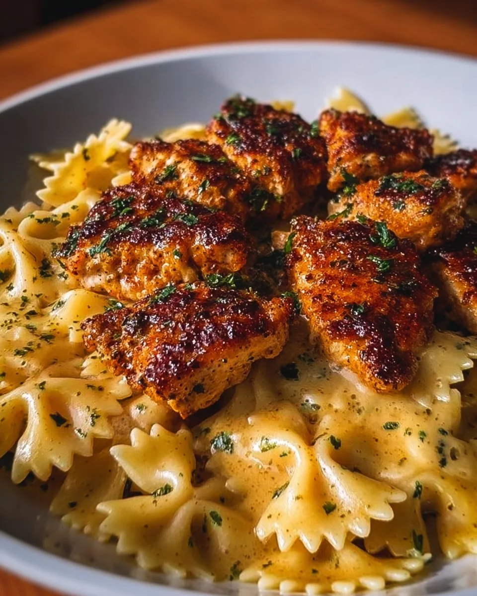 Küchenzauber mit Knoblauchbutter-Hähnchen und Schmetterlingsnudeln